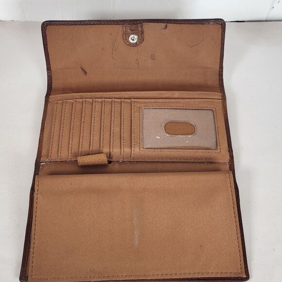 Vintage Fossil Genuine Leather Trifold Wallet Patchwork‎ Womens, 7"Lx 4.25"H - Picture 11 of 14